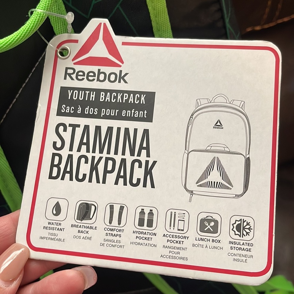 Reebok Stamina Backpack with detachable lunch Bag New - Picture 3 of 13